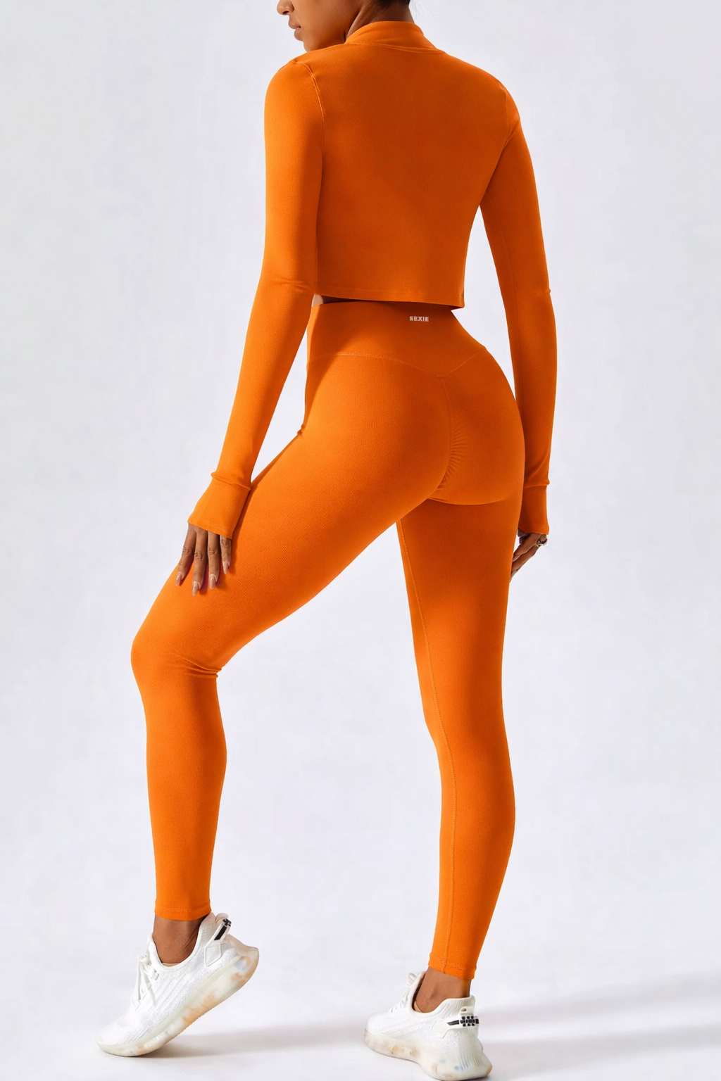 SEXIE | Women's 3-Piece Criss Cross Active Set With Crop Top, Sweater & High Waist Leggings - Breathabl