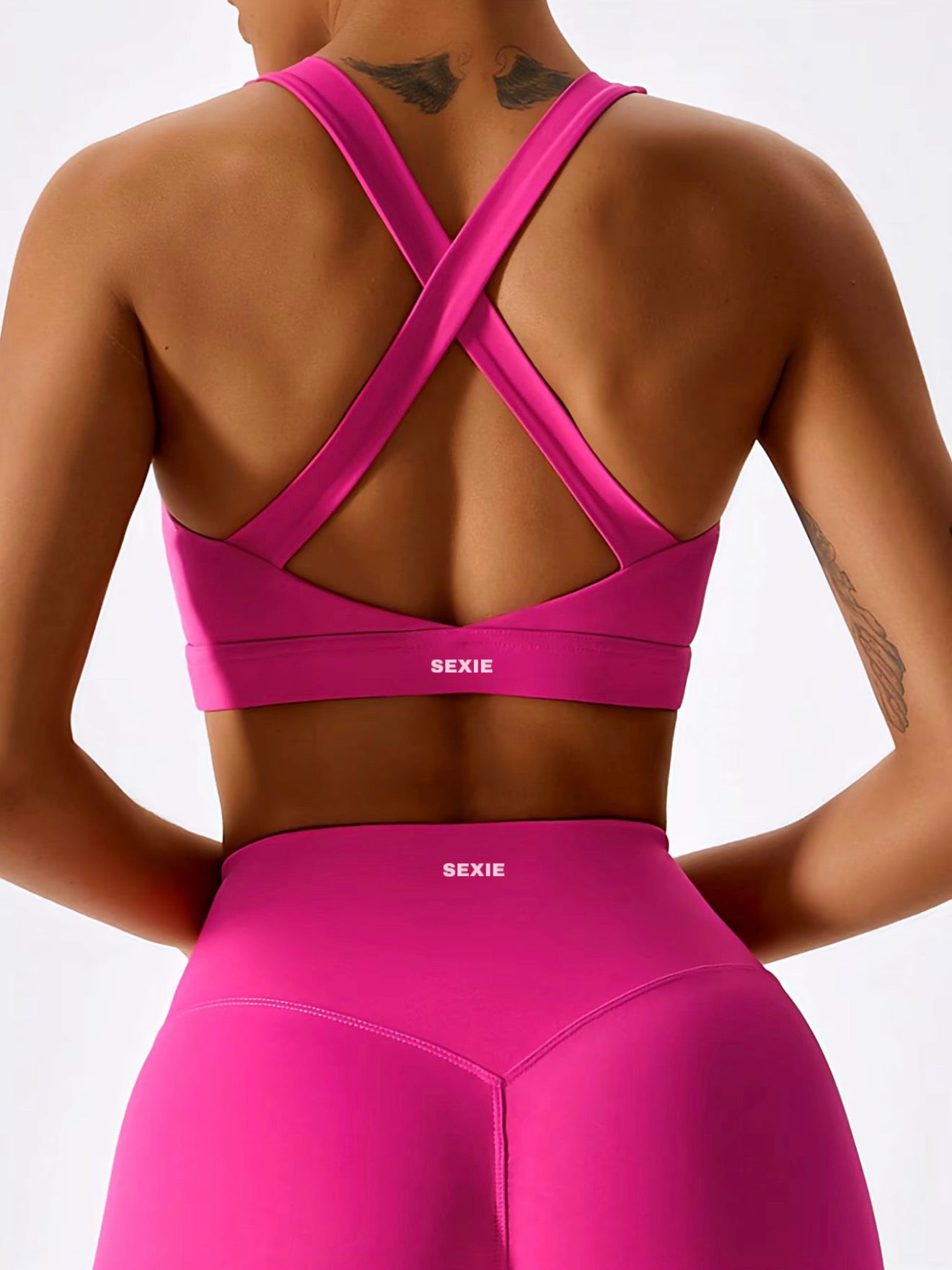 SEXIE | Women's 3-Piece Criss Cross Active Set With Crop Top, Sweater & High Waist Leggings - Breathabl