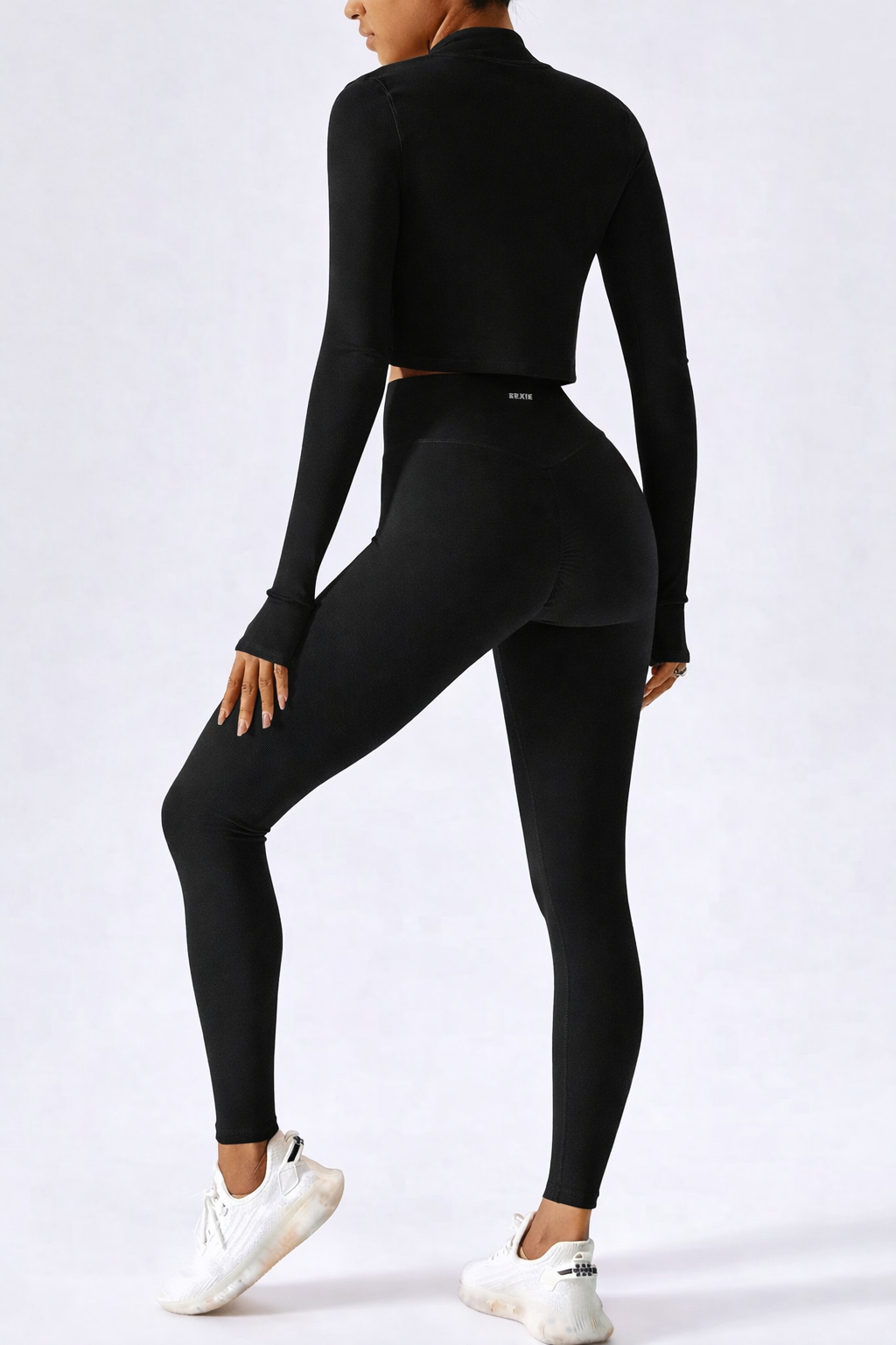 SEXIE | Women's 3-Piece Criss Cross Active Set With Crop Top, Sweater & High Waist Leggings - Breathabl