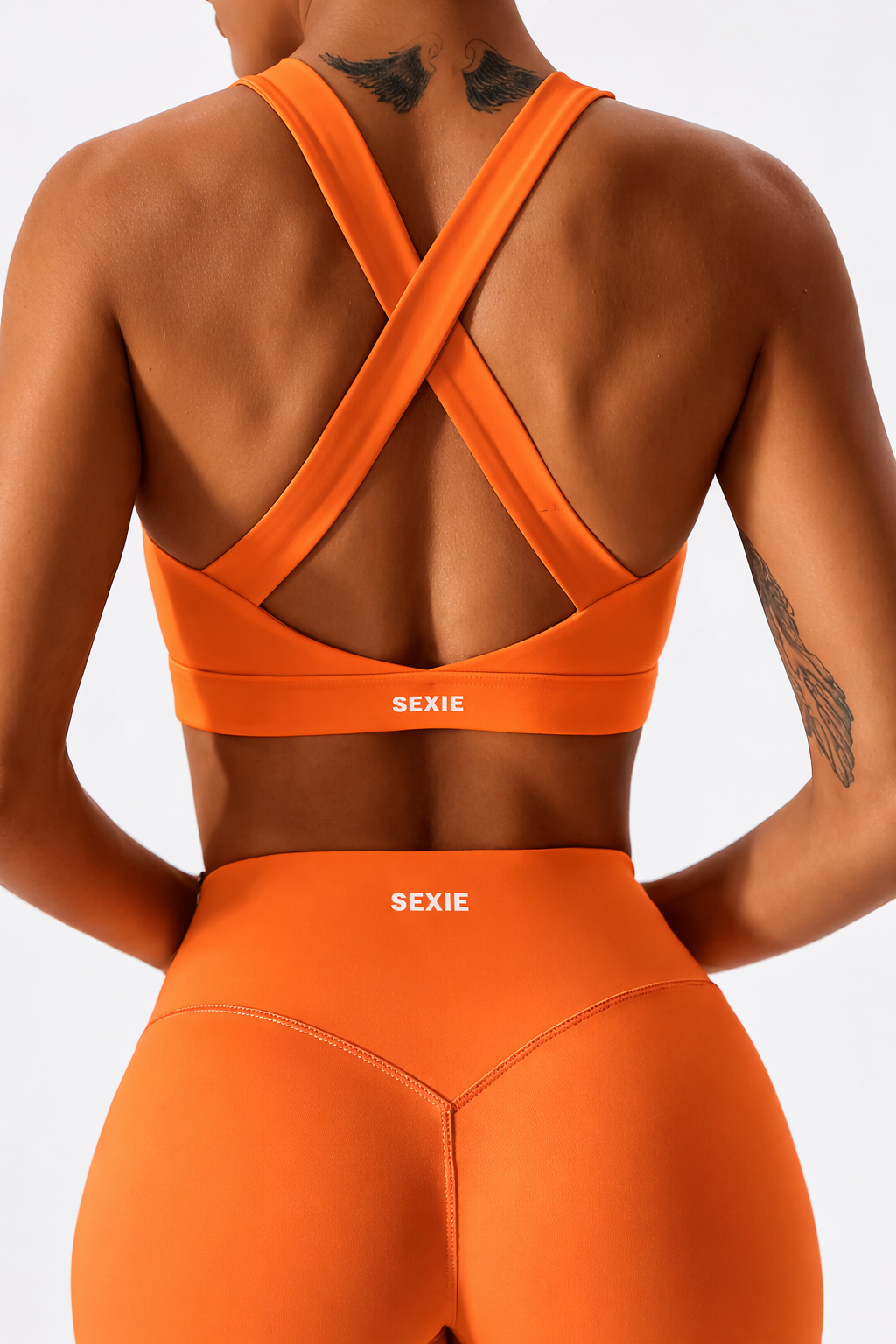 SEXIE | Women's 3-Piece Criss Cross Active Set With Crop Top, Sweater & High Waist Leggings - Breathabl