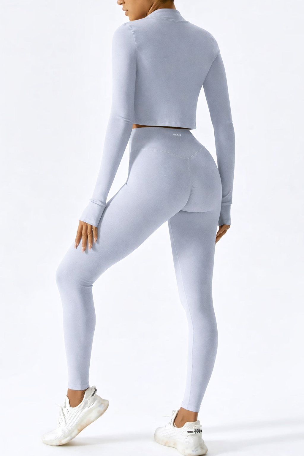 SEXIE | Women's 3-Piece Criss Cross Active Set With Crop Top, Sweater & High Waist Leggings - Breathabl