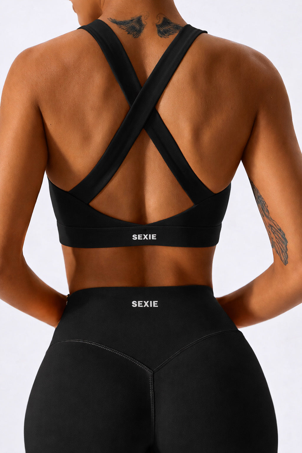 SEXIE | Women's 3-Piece Criss Cross Active Set With Crop Top, Sweater & High Waist Leggings - Breathabl