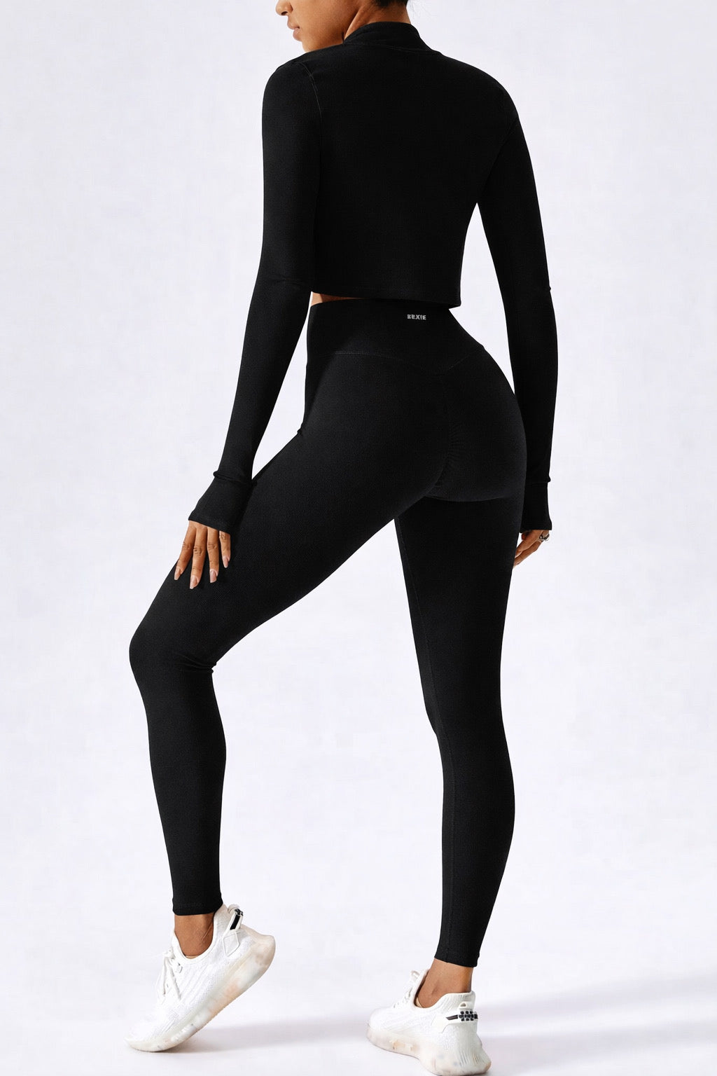 SEXIE | Women's 3-Piece Criss Cross Active Set With Crop Top, Sweater & High Waist Leggings - Breathabl