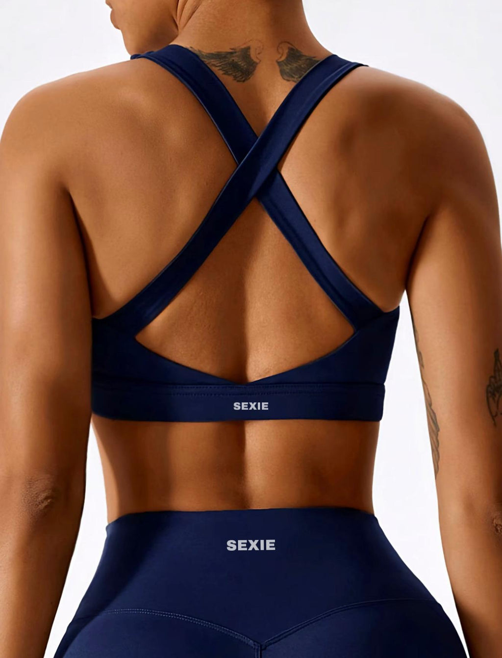 SEXIE | Women's 3-Piece Criss Cross Active Set With Crop Top, Sweater & High Waist Leggings - Breathabl